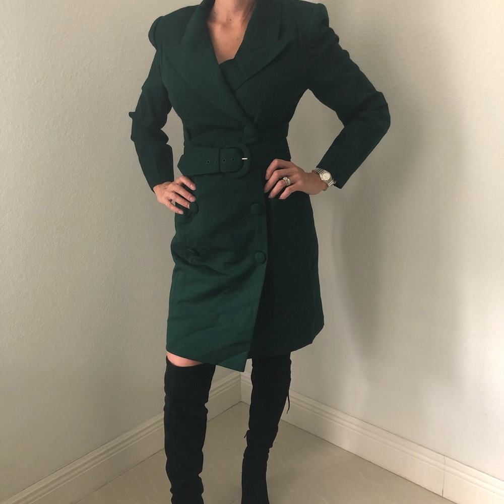 Talbots Vintage Oberon Esmerald Green Coat Dress